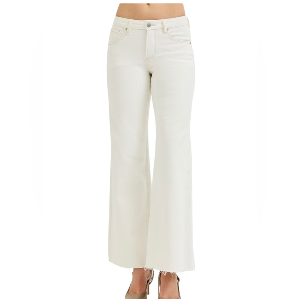 Risen Chic Cream Wide Leg Jeans